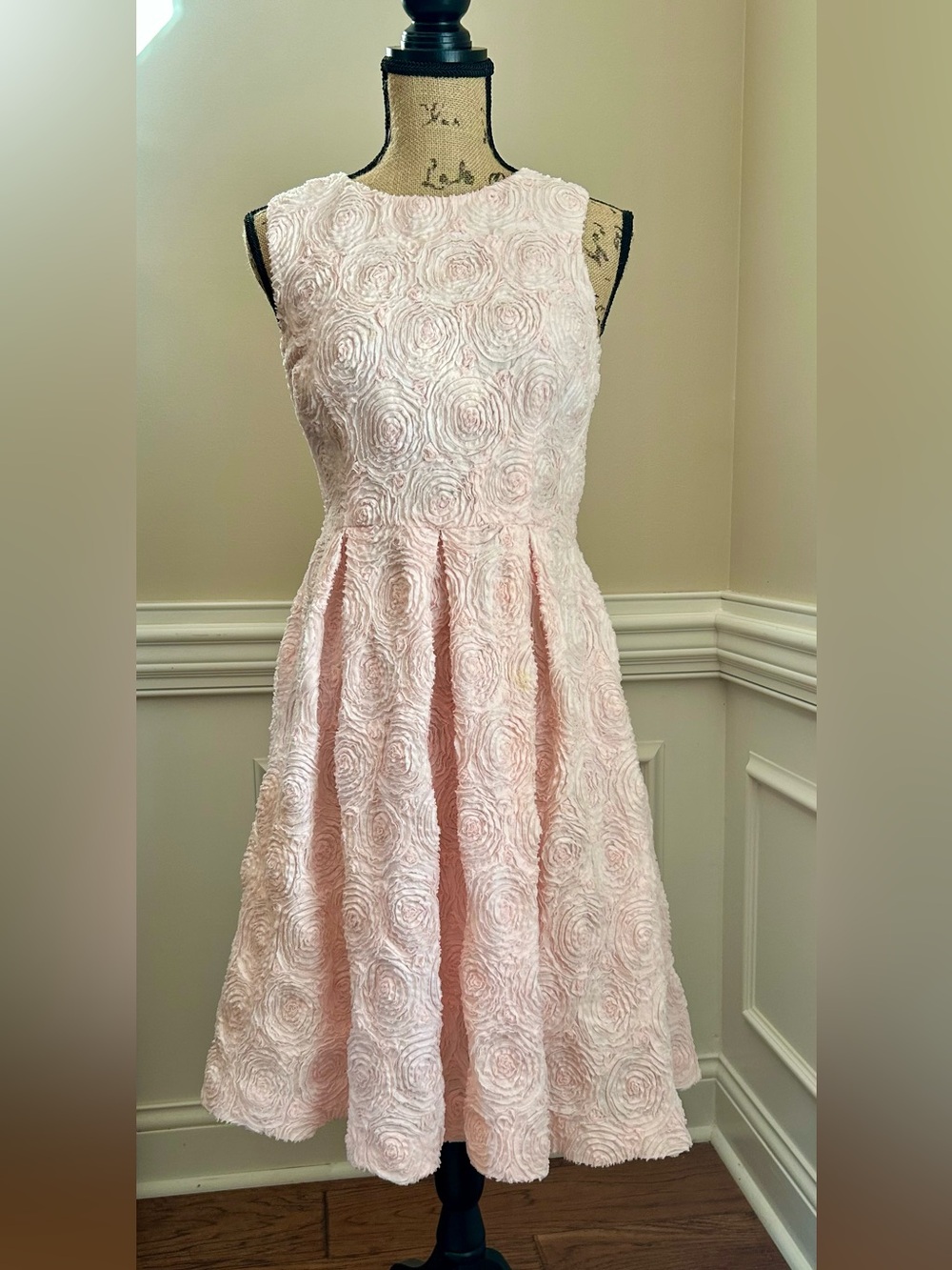 Calvin Klein Light Pink Rosette Fit-and-Flare Dress